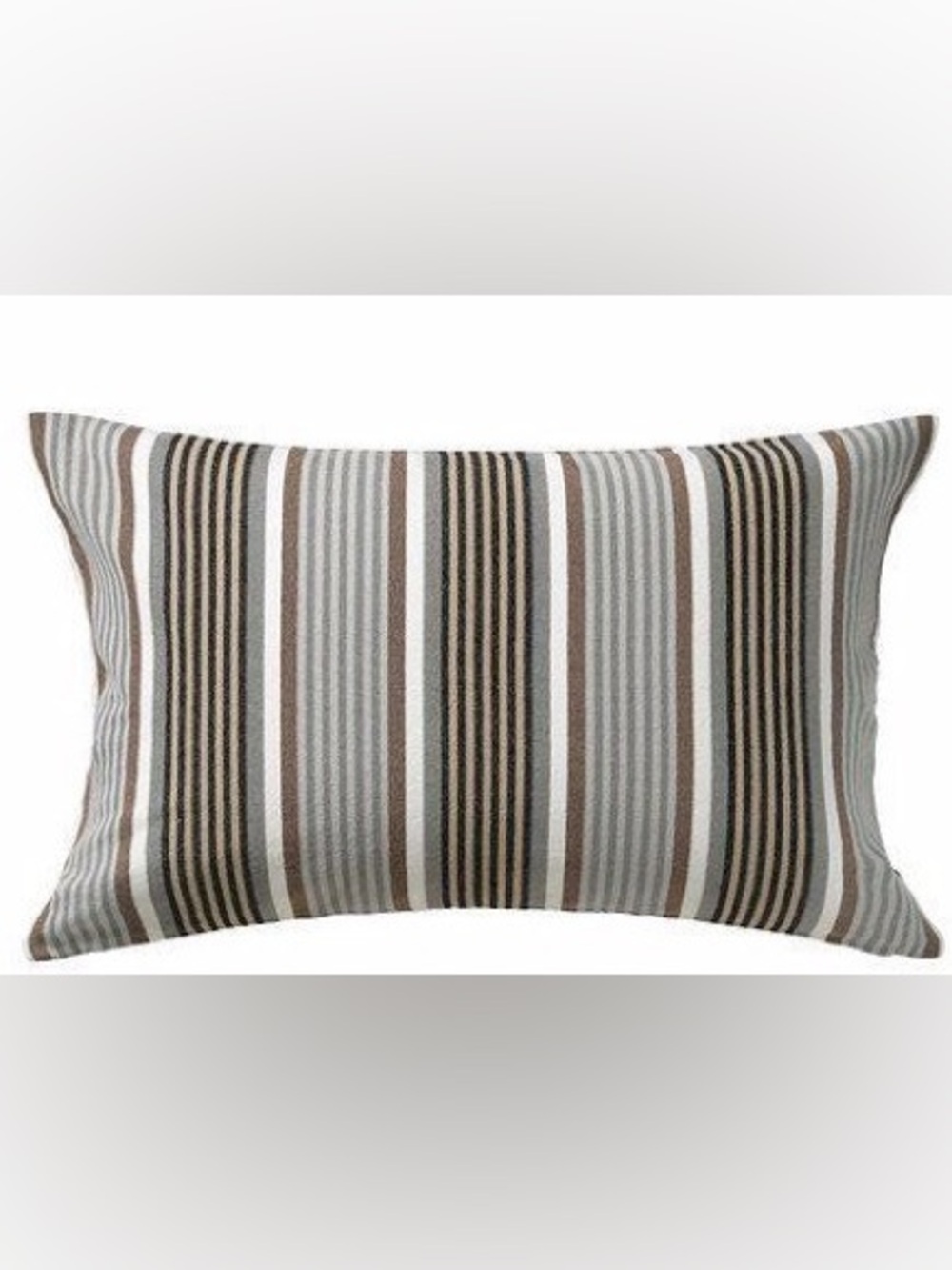 IKEA Striped Lumbar Pillow in Brown, Gray, and White